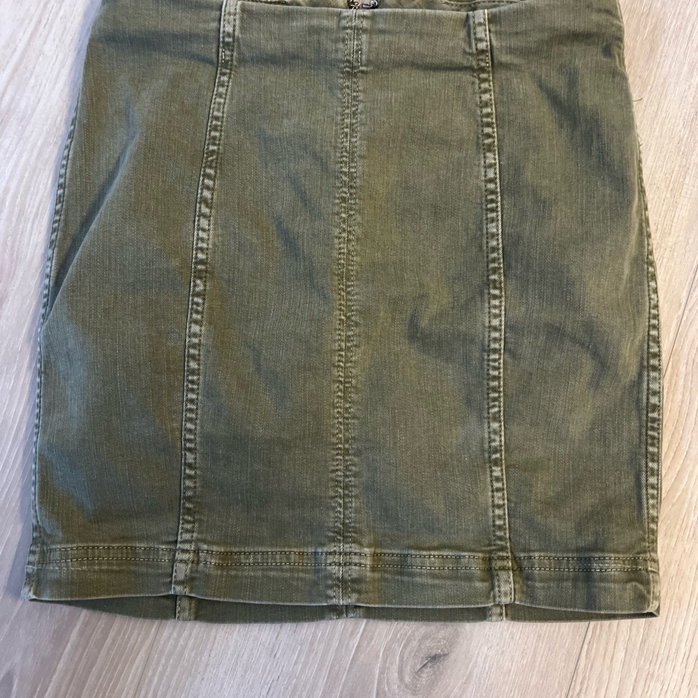 Free People Olive Denim Mini Skirt Size 0